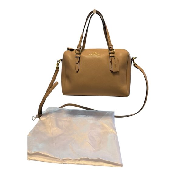 Coach Mini Bennett Crossgrain Leather Satchel Beige Sand - Picture 12 of 15